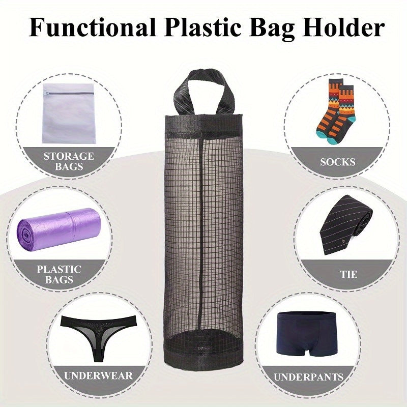 Organize Your Kitchen Space with a Foldable Plastic Bag Holder - Hang and Store Grocery Bags and Garbage Easily with Breathable Mesh Design