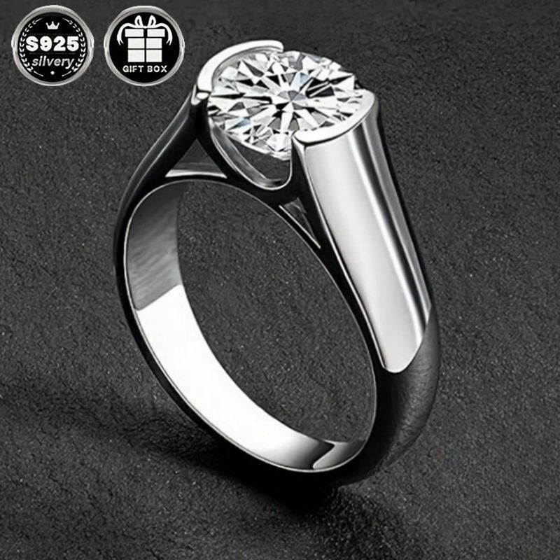 Stunning 925 Sterling Silver Ring with Genuine Zirconia, Elegantly Simple and Sexy Design, Ideal for Weddings, Parties, and Everyday Wear, December Birthstone, Perfect Valentine's Day Present, Versatile Jewelry for All Seasons.