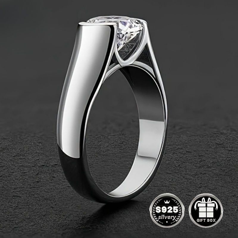 Stunning 925 Sterling Silver Ring with Genuine Zirconia, Elegantly Simple and Sexy Design, Ideal for Weddings, Parties, and Everyday Wear, December Birthstone, Perfect Valentine's Day Present, Versatile Jewelry for All Seasons.