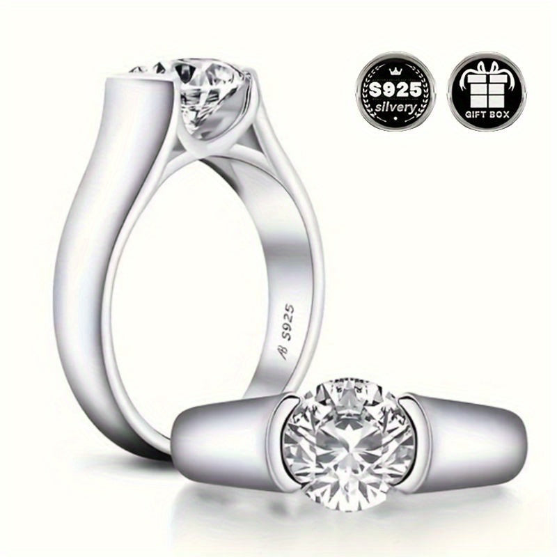 Stunning 925 Sterling Silver Ring with Genuine Zirconia, Elegantly Simple and Sexy Design, Ideal for Weddings, Parties, and Everyday Wear, December Birthstone, Perfect Valentine's Day Present, Versatile Jewelry for All Seasons.