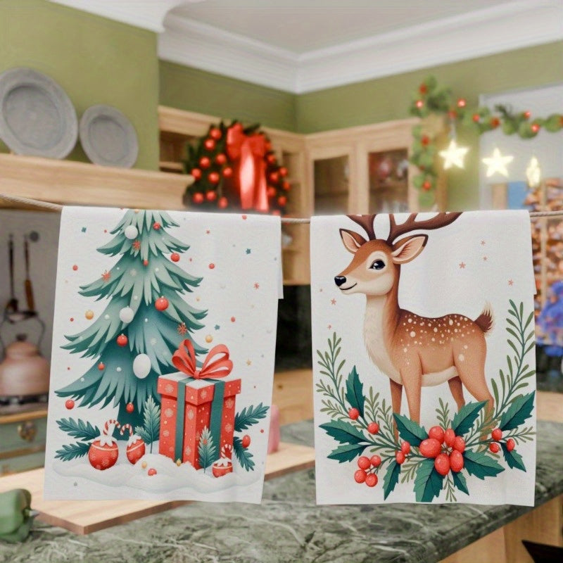 2 pieces of winter-themed Merry Christmas kitchen decorations, measuring 18 by 66.04 cm each, by LGWJY.