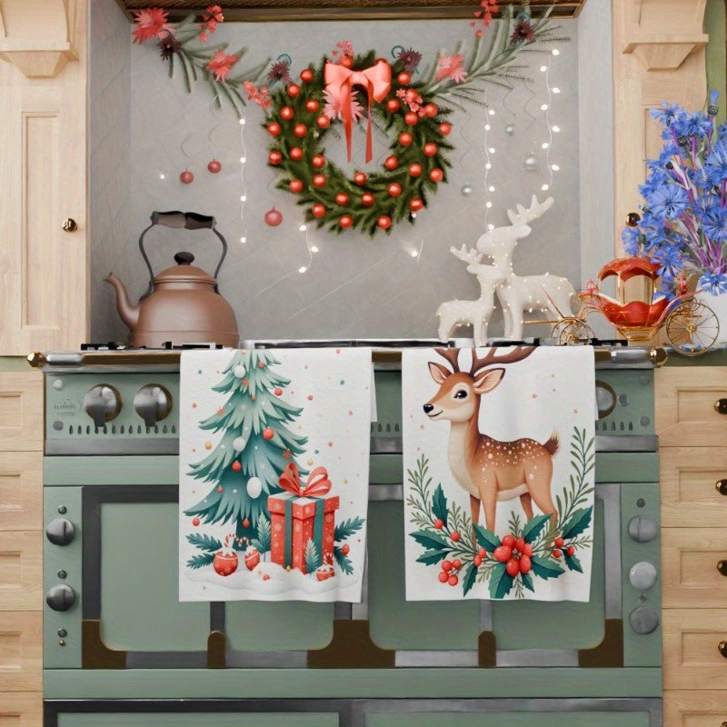 2 pieces of winter-themed Merry Christmas kitchen decorations, measuring 18 by 66.04 cm each, by LGWJY.