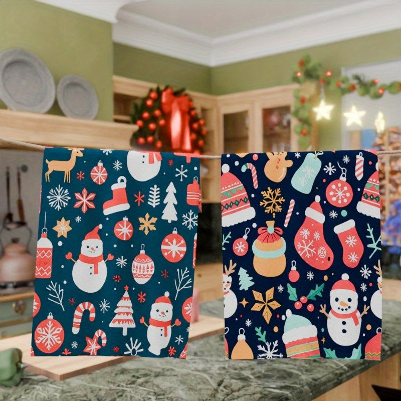 Two pieces of 18 by 66.04 cm Christmas Decorations Soft Kitchen Towels by FUTIC.