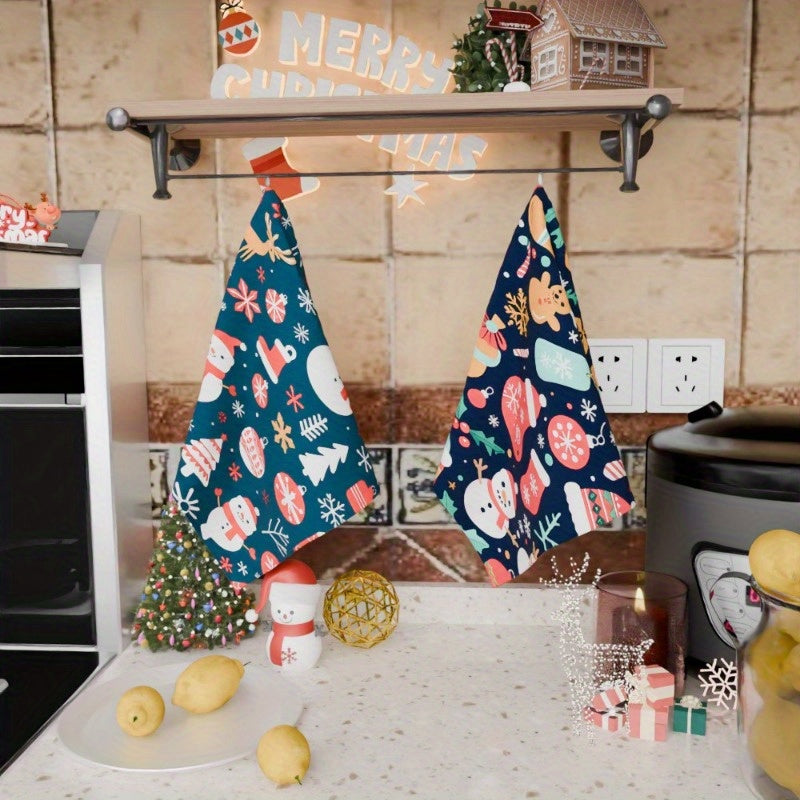 Two pieces of 18 by 66.04 cm Christmas Decorations Soft Kitchen Towels by FUTIC.