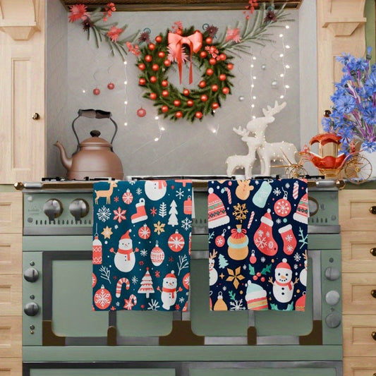 Two pieces of 18 by 66.04 cm Christmas Decorations Soft Kitchen Towels by FUTIC.