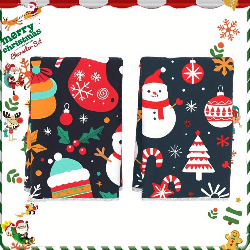 Two pieces of 18 by 66.04 cm Christmas Decorations Soft Kitchen Towels by FUTIC.