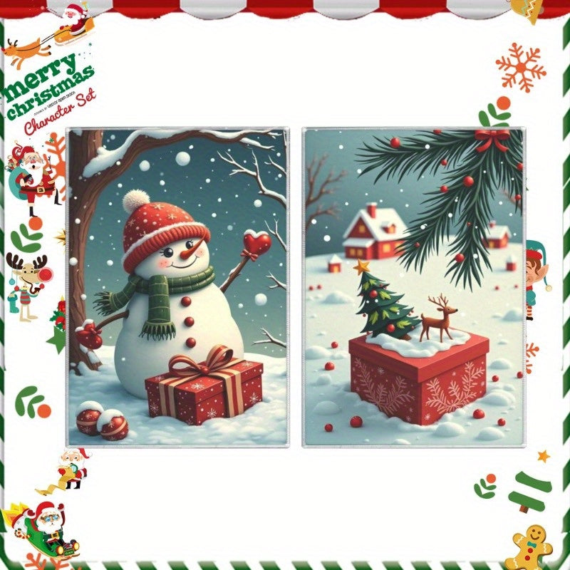 Set of 2 Merry Christmas Kitchen Towels: These soft polyester kitchen towels come in a 2-pack, measuring 45.72x66.04 cm each. Featuring a contemporary Christmas theme, these dish towels are machine washable and woven in a rectangular shape. Add a touch