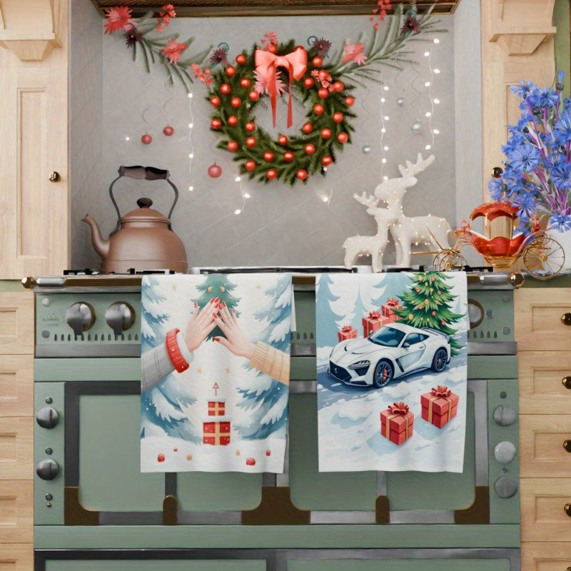 Set of 2 Merry Christmas Kitchen Decorations measuring 18 x 66.04 cm, Christmas Decorations by MCIYR