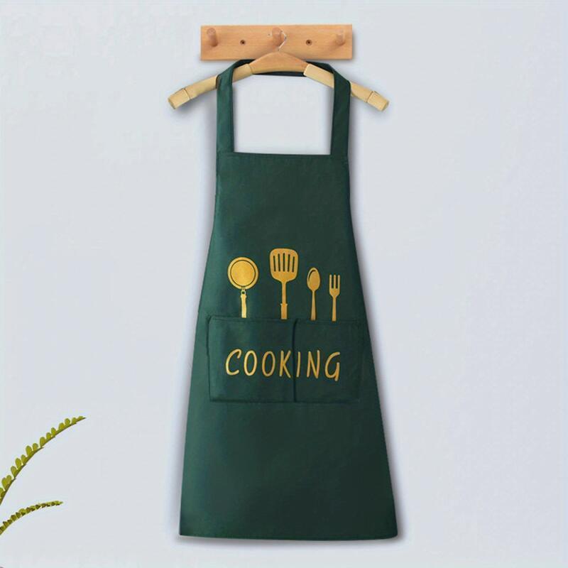 Polyester Canvas Cooking Apron with Blend Cover - Waterproof and Oil-Proof - Adjustable and Multipurpose - Features Pockets for Kitchen, Coffee Bar, or Restaurant Use - Woven Kitchen Supplies