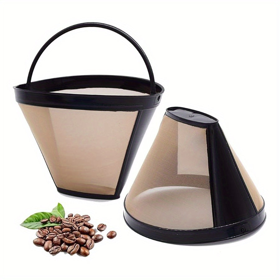 Elevate your coffee experience with the Premium Stainless Steel Reusable No.4 Cone Coffee Filter Basket! This filter is compatible with Cuisinart, Ninja, and other drip coffee makers, ensuring a more flavorful brew every time.