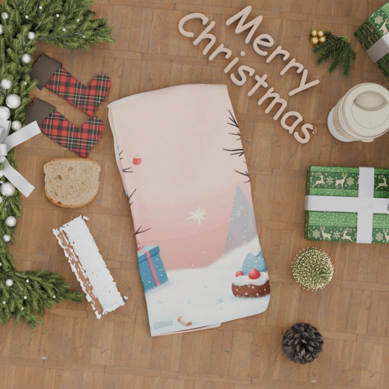 This Christmas-themed kitchen towel, measuring 18 by 66.04 cm, is the perfect gift for the holiday season. Its festive design makes it a great addition to any kitchen, serving multiple purposes and being reusable. It is ideal for family dinners and