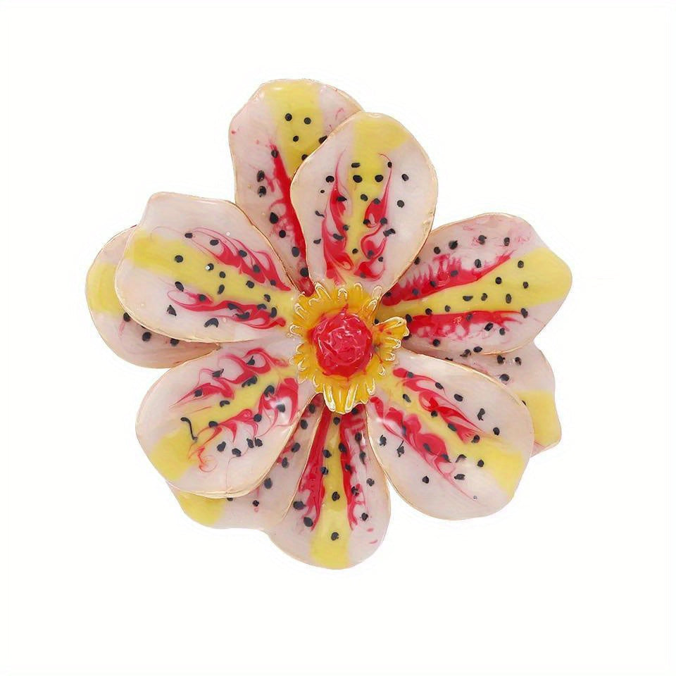 Exquisite Enamel Floral Brooch Pin - Distinctive Oil Drip Pattern, Suitable for Suits & Sweaters, Great Gift for Both Men and Women