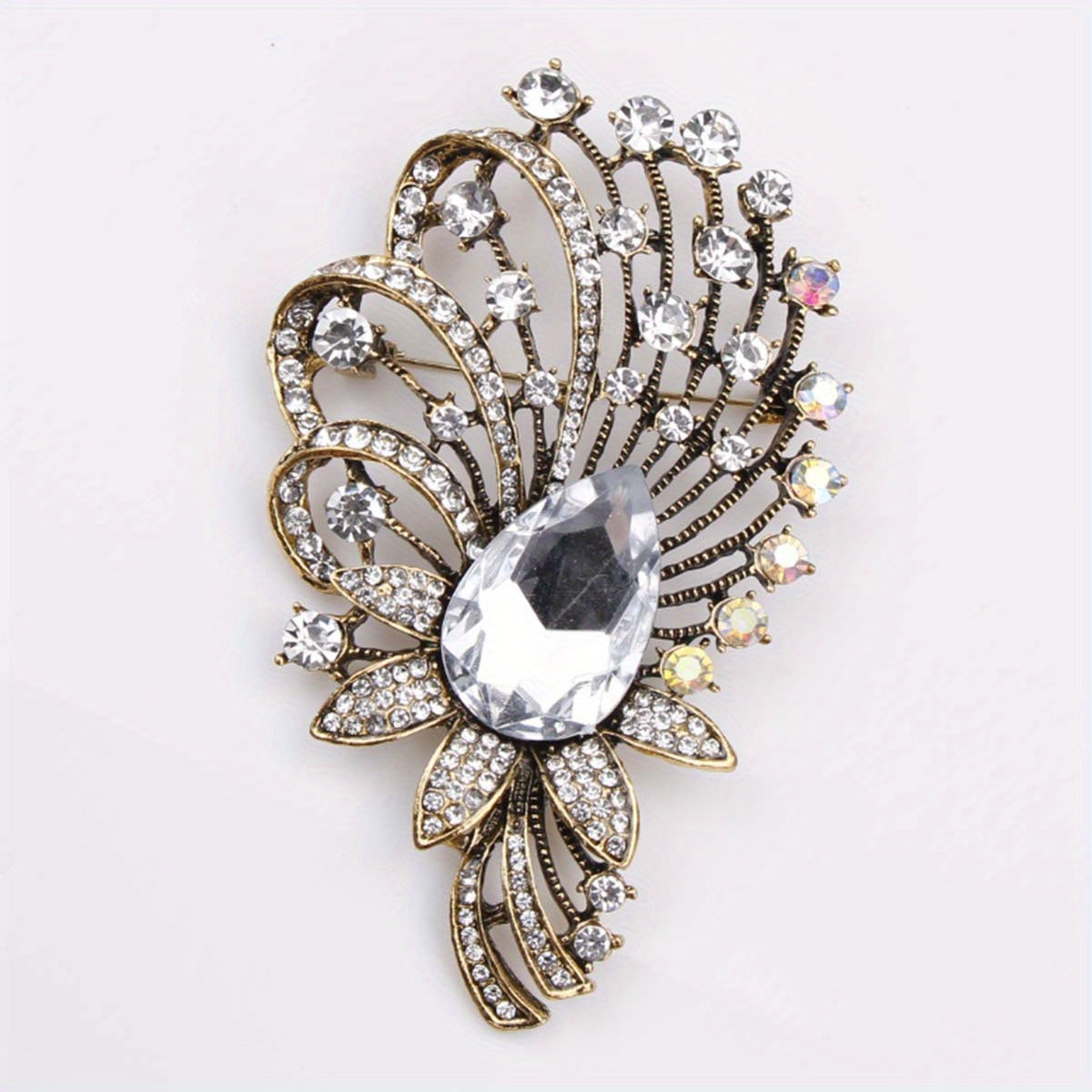 Stylish Enamel and Rhinestone Brooch Pin - One Irregularly Shaped Novelty Zirconia Accent for Women's Fashion Accessories