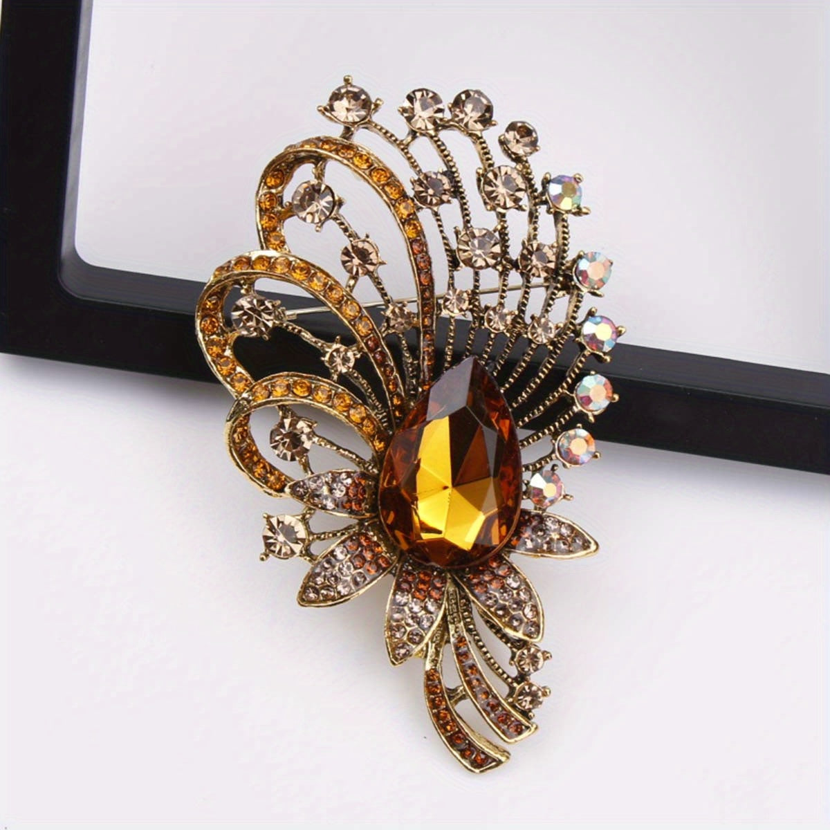 Stylish Enamel and Rhinestone Brooch Pin - One Irregularly Shaped Novelty Zirconia Accent for Women's Fashion Accessories