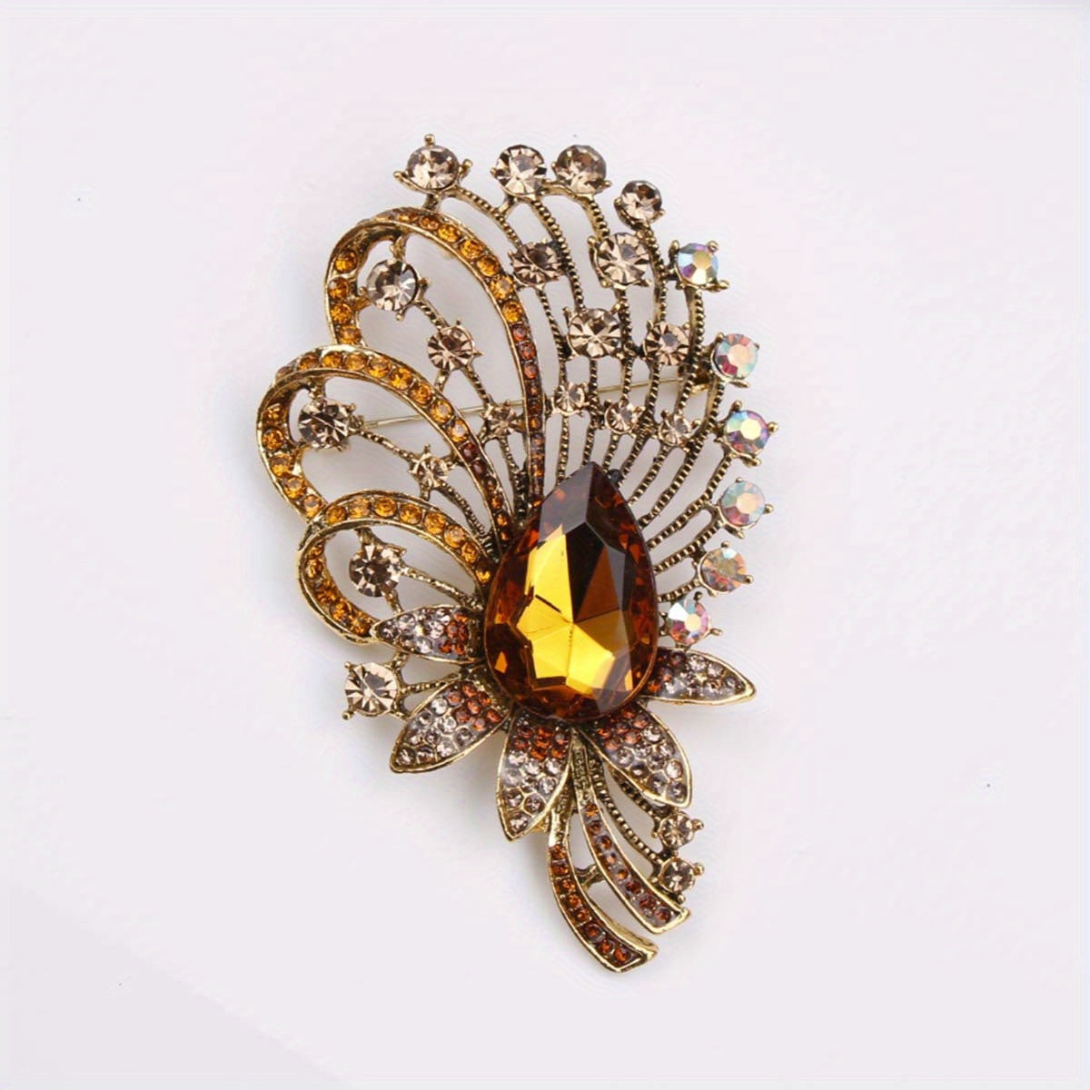 Stylish Enamel and Rhinestone Brooch Pin - One Irregularly Shaped Novelty Zirconia Accent for Women's Fashion Accessories