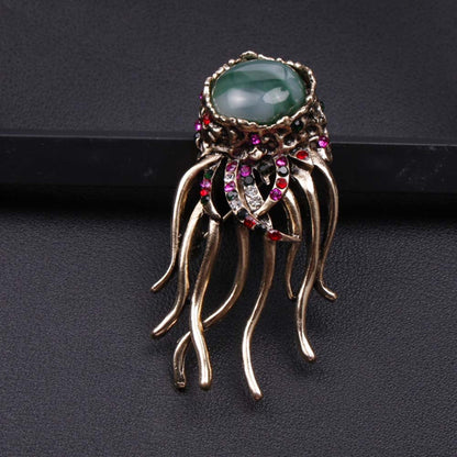 Stylish Jellyfish Brooch Adorned with Glittering Rhinestones - One-of-a-Kind Ocean-inspired Pin, Ideal Present for Her