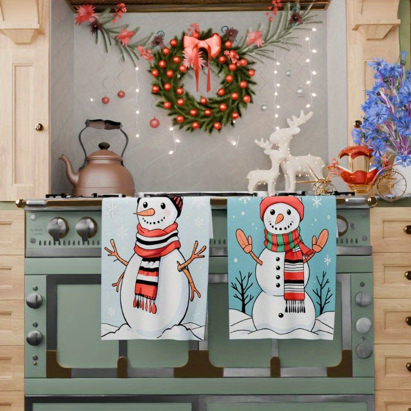 Set of 2 Kitchen Towels measuring 18 by 66.04 cm each, featuring a Christmas wintertime merry design. Perfect for decorating your kitchen for the holiday season. These soft Christmas towels also make a great gift. Brand: ZUMQH