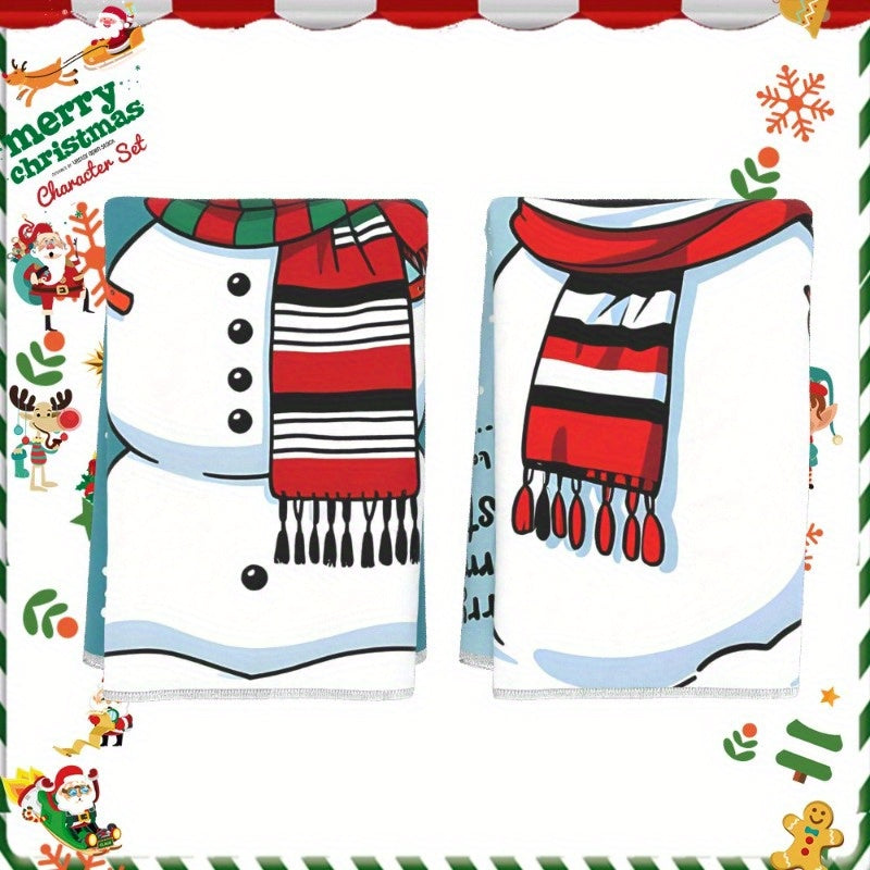 Set of 2 Kitchen Towels measuring 18 by 66.04 cm each, featuring a Christmas wintertime merry design. Perfect for decorating your kitchen for the holiday season. These soft Christmas towels also make a great gift. Brand: ZUMQH