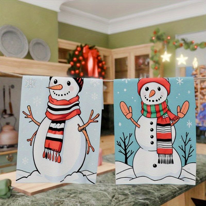 Set of 2 Kitchen Towels measuring 18 by 66.04 cm each, featuring a Christmas wintertime merry design. Perfect for decorating your kitchen for the holiday season. These soft Christmas towels also make a great gift. Brand: ZUMQH