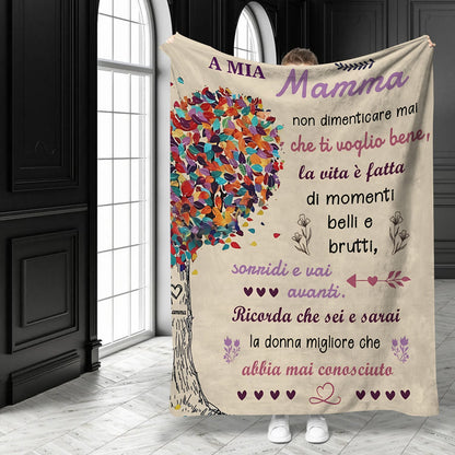 A MIA Mama" Printed Italian-Inspired Throw Blanket - Cozy Polyester Flannel, All-Season Knitted Throw for Mom, Lodge Style, Digital Print, Perfect for Birthday, Thanksgiving, Mother's Day - Mixed Color