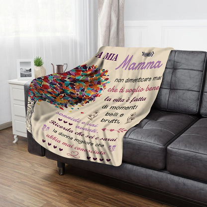 A MIA Mama" Printed Italian-Inspired Throw Blanket - Cozy Polyester Flannel, All-Season Knitted Throw for Mom, Lodge Style, Digital Print, Perfect for Birthday, Thanksgiving, Mother's Day - Mixed Color