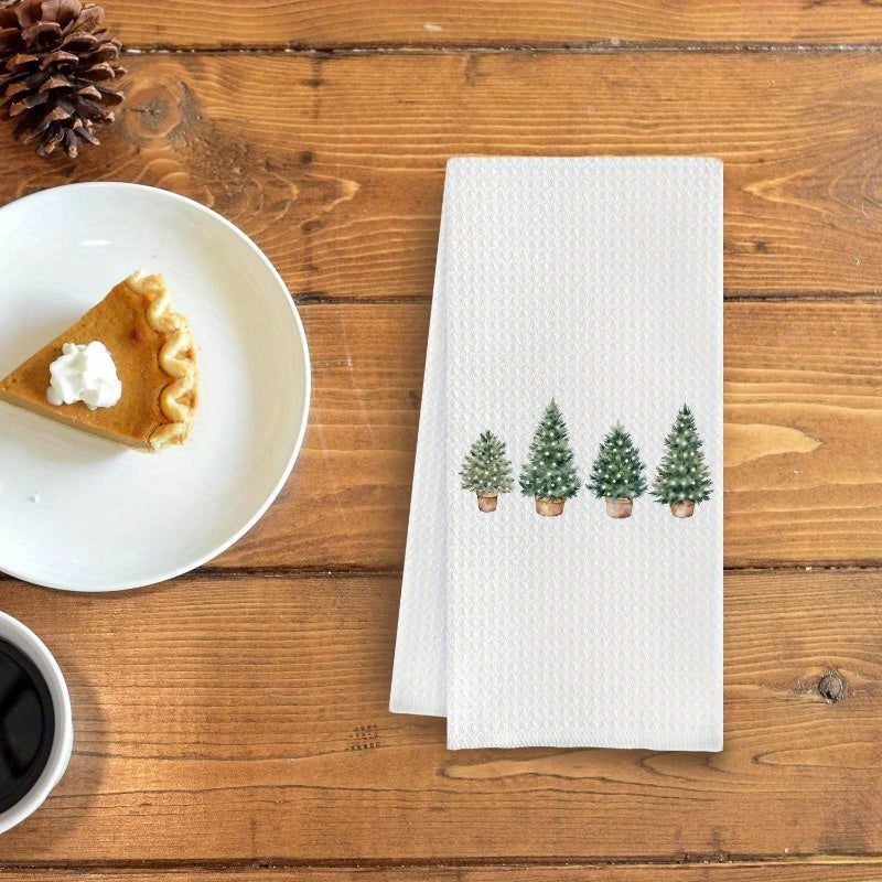 Christmas Tree kitchen towel set including: one kitchen towel, one hand towel, and one dish towel, suitable for use in the kitchen or bathroom. Decorate your kitchen and bathroom with this Christmas-themed set measuring 45.72X66.04cm.