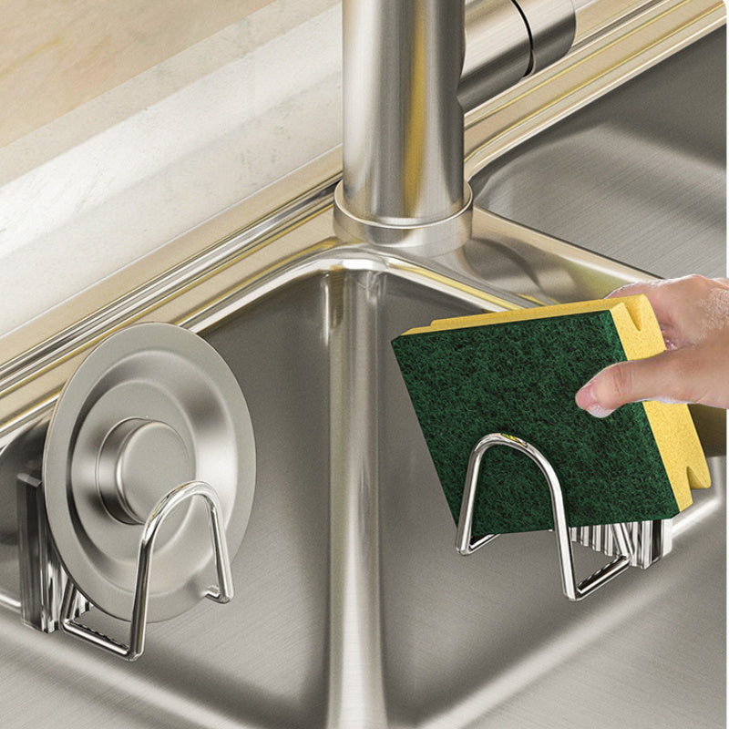 Modern Kitchen Sponge Holder: Wall-Mounted Acrylic and Stainless Steel Sink Caddy. Non-Punching Storage Rack with Towel Feature. No Electricity Required.