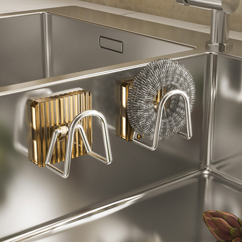 Modern Kitchen Sponge Holder: Wall-Mounted Acrylic and Stainless Steel Sink Caddy. Non-Punching Storage Rack with Towel Feature. No Electricity Required.