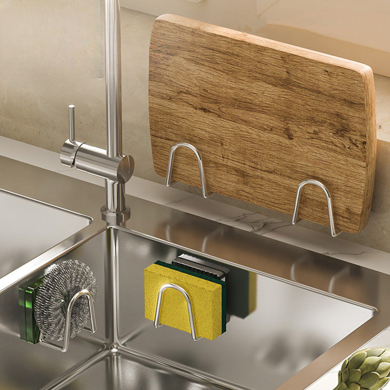 Modern Kitchen Sponge Holder: Wall-Mounted Acrylic and Stainless Steel Sink Caddy. Non-Punching Storage Rack with Towel Feature. No Electricity Required.