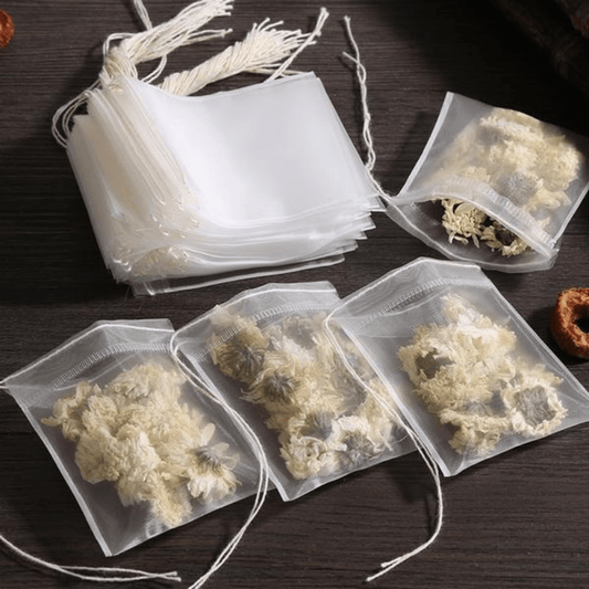 52 pieces of disposable tea filter bags with drawstring fabric for sealing loose leaf tea infusers