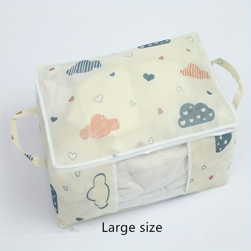 Large Canvas Storage Bag with Zipper & Handles - Keep Clothes, Quilts & More Neatly Organized and Dust-Free - Stylish Home Storage Solution