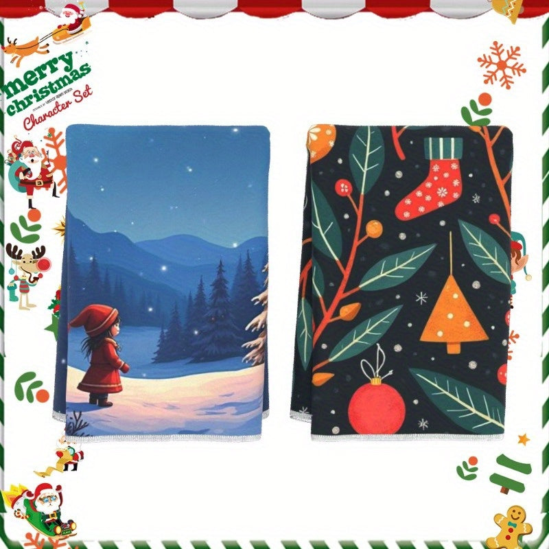 Two pieces of Winter Merry Christmas Kitchen Decorations measuring 18 by 66.04 cm, from BMYPU.