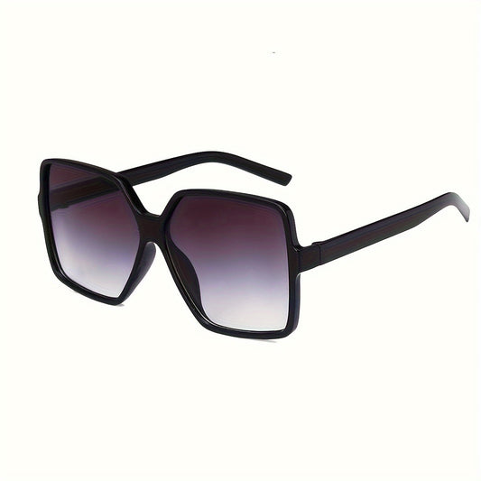 Stylish square-tipped oversized black PC frame glasses with gradient brown lenses for fashion-forward men & women.