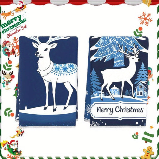 IONFG Soft Christmas Kitchen Towels - Set of 2, each measuring 18 by 66.04 cm