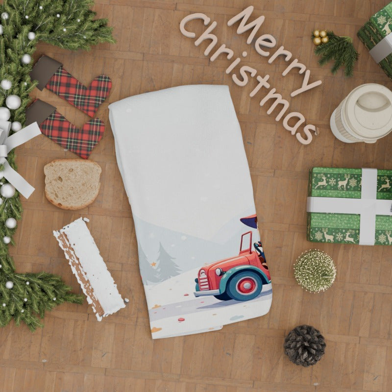 A single 18 by 66.04 cm Christmas towel, ideal for gifting.