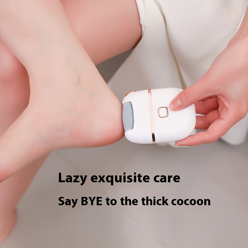 USB rechargeable electric foot file with 3 interchangeable heads for smooth feet, faux leather polishing, and cracked skin care.