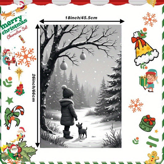 Contemporary Christmas Kitchen Towel: 1 Piece, 45.72x66.04 cm, Soft Polyester Fabric, Woven Design, Rectangular Shape, Machine Washable, Features a Fantasy Theme - Ideal for Drying Dishes