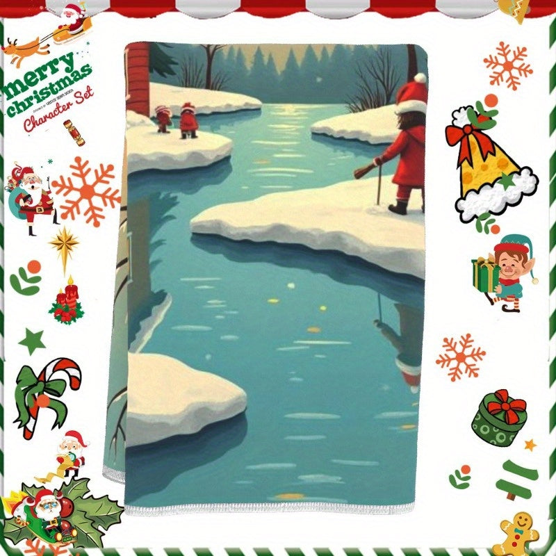 A festive Christmas towel measuring 18 by 66.04 cm, ideal for gifting.