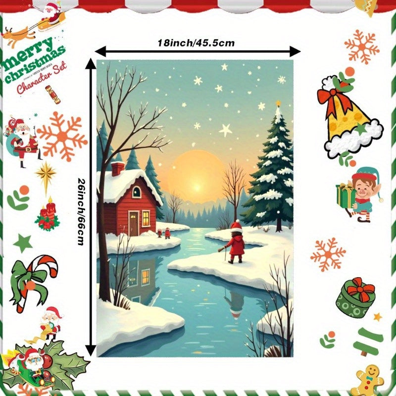 A festive Christmas towel measuring 18 by 66.04 cm, ideal for gifting.