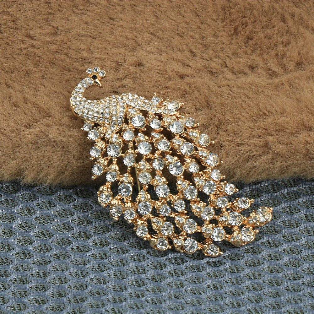 One piece of Elegant Vintage Style Rhinestone Peacock Brooch Pin, with Enamel Inlay for Women's Clothing and Jewelry - a Fashion Accessory