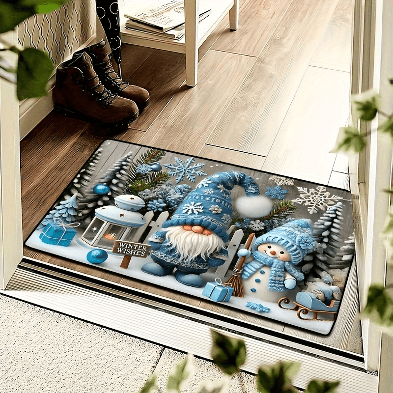 Get into the holiday spirit with our Christmas Gnome Doormat! This festive low pile rectangular entrance mat is non-slip and made of durable polyester fiber. It's easy to machine wash, making it perfect for the living room, bedroom, bathroom, or kitchen