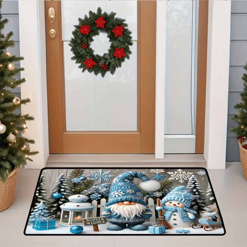 Get into the holiday spirit with our Christmas Gnome Doormat! This festive low pile rectangular entrance mat is non-slip and made of durable polyester fiber. It's easy to machine wash, making it perfect for the living room, bedroom, bathroom, or kitchen