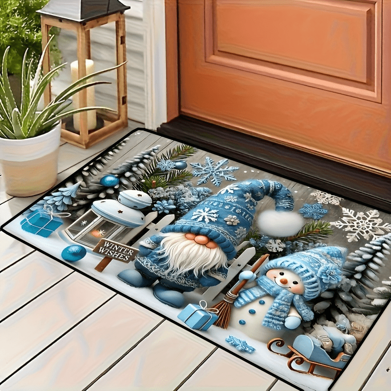 Get into the holiday spirit with our Christmas Gnome Doormat! This festive low pile rectangular entrance mat is non-slip and made of durable polyester fiber. It's easy to machine wash, making it perfect for the living room, bedroom, bathroom, or kitchen