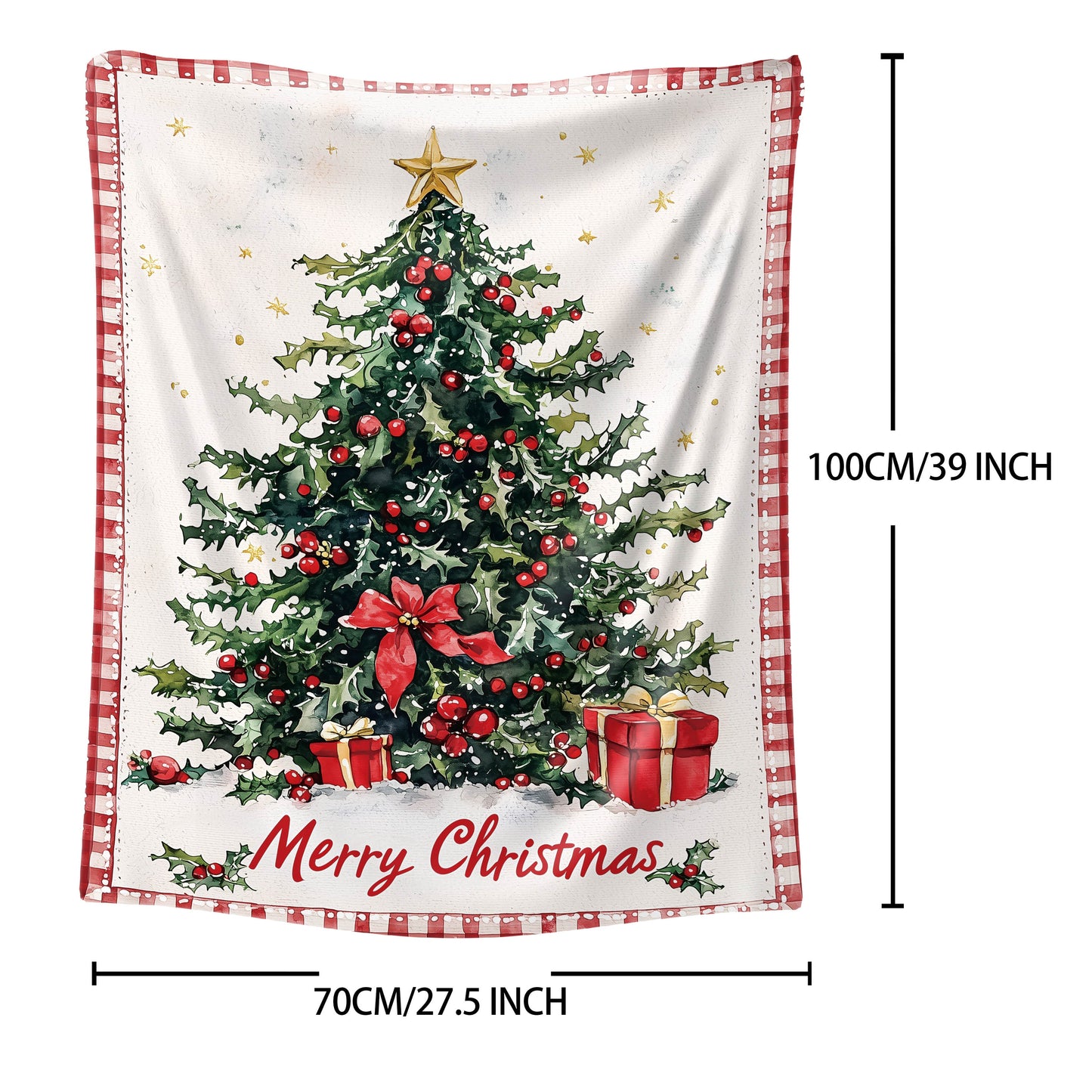 This cozy flannel throw blanket features a striking Mid-Century Style Christmas Tree design, perfect for adding a festive touch to your home decor. Made from soft knitted polyester, this blanket is ideal for all-season use and is perfect for snuggling up