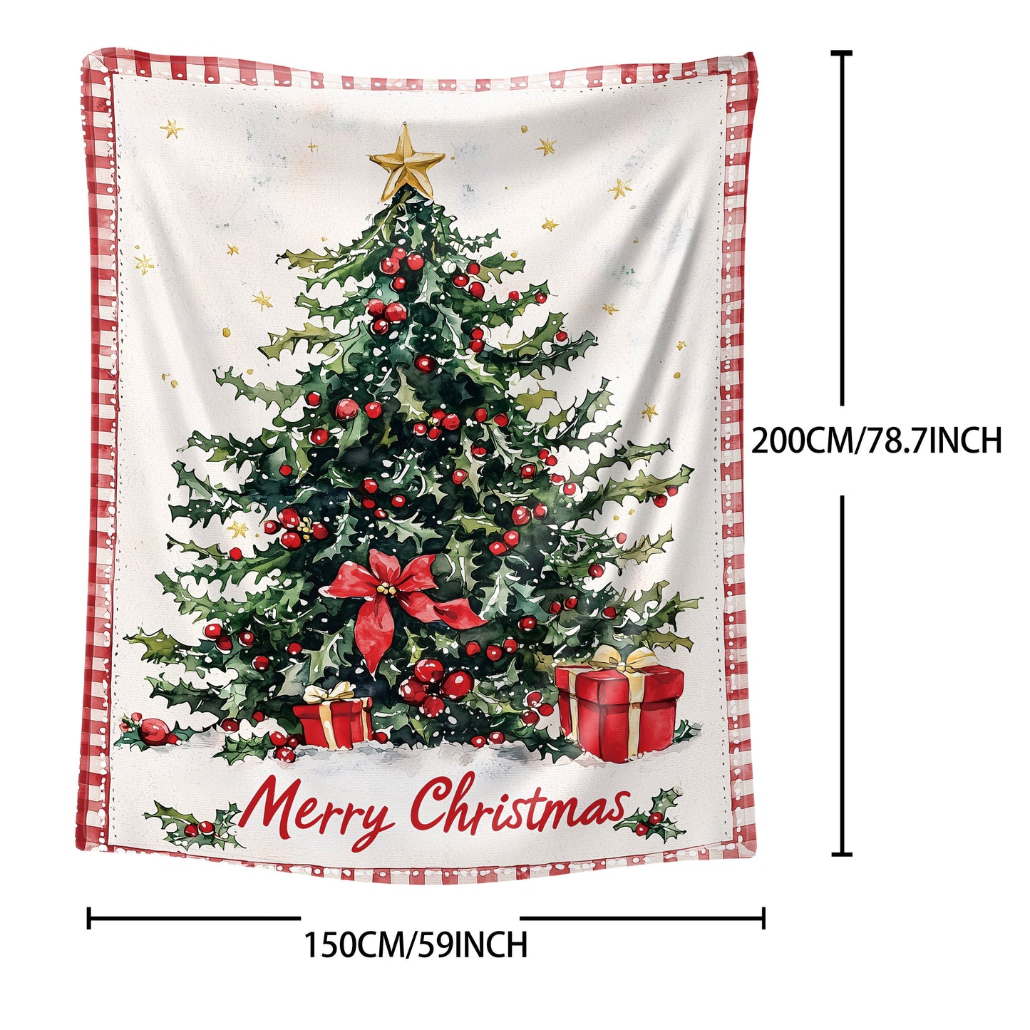 This cozy flannel throw blanket features a striking Mid-Century Style Christmas Tree design, perfect for adding a festive touch to your home decor. Made from soft knitted polyester, this blanket is ideal for all-season use and is perfect for snuggling up