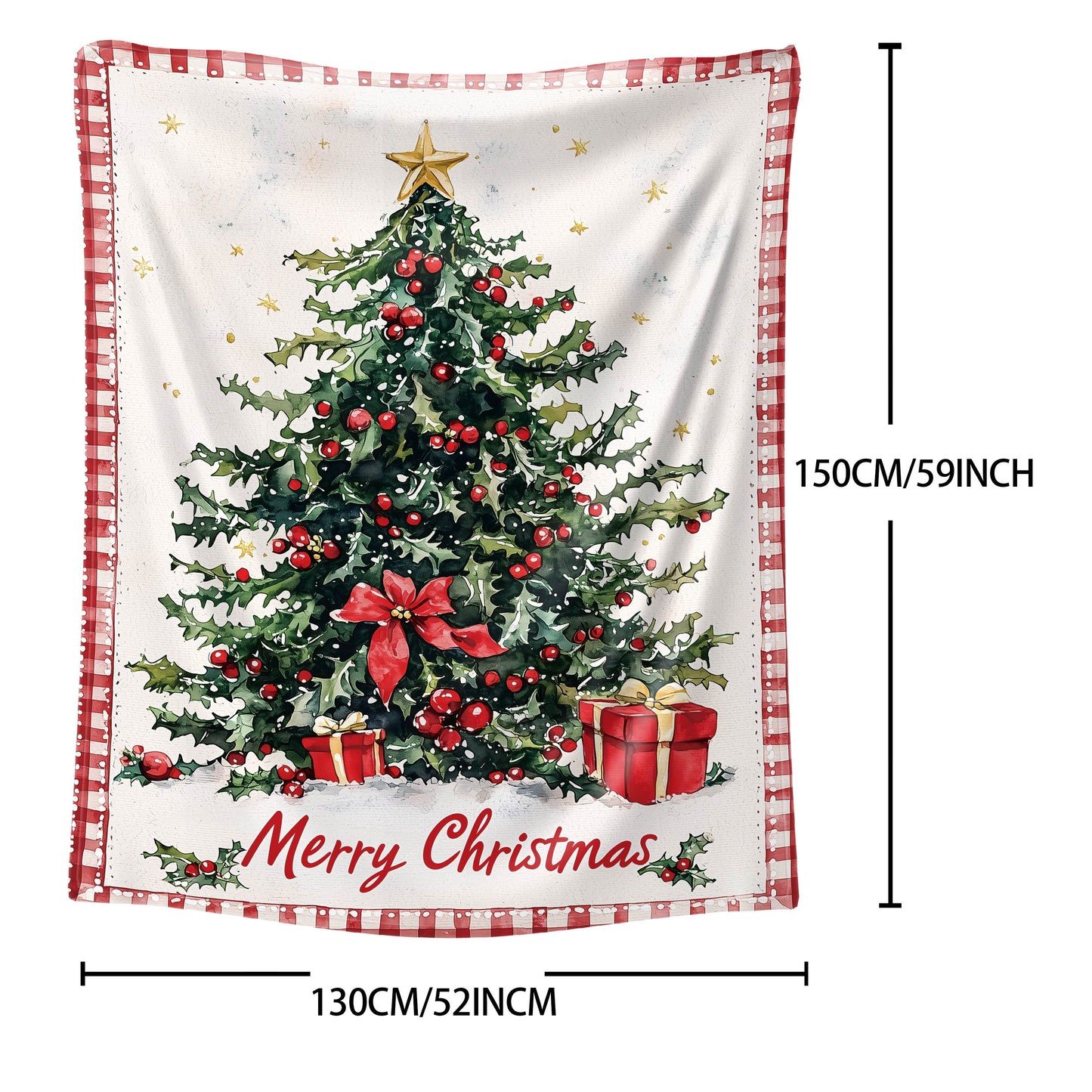 This cozy flannel throw blanket features a striking Mid-Century Style Christmas Tree design, perfect for adding a festive touch to your home decor. Made from soft knitted polyester, this blanket is ideal for all-season use and is perfect for snuggling up