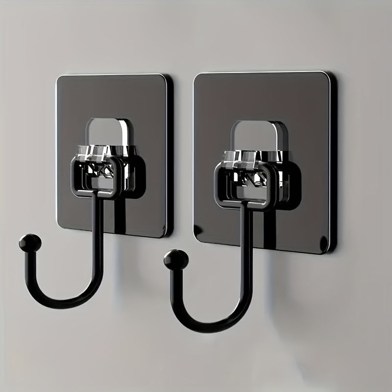 2 Heavy-Duty Self-Adhesive Wall Hooks - Waterproof, Easy Install for Coats, Towels, Keys and More - Ideal for Bathroom, Kitchen, Home Storage