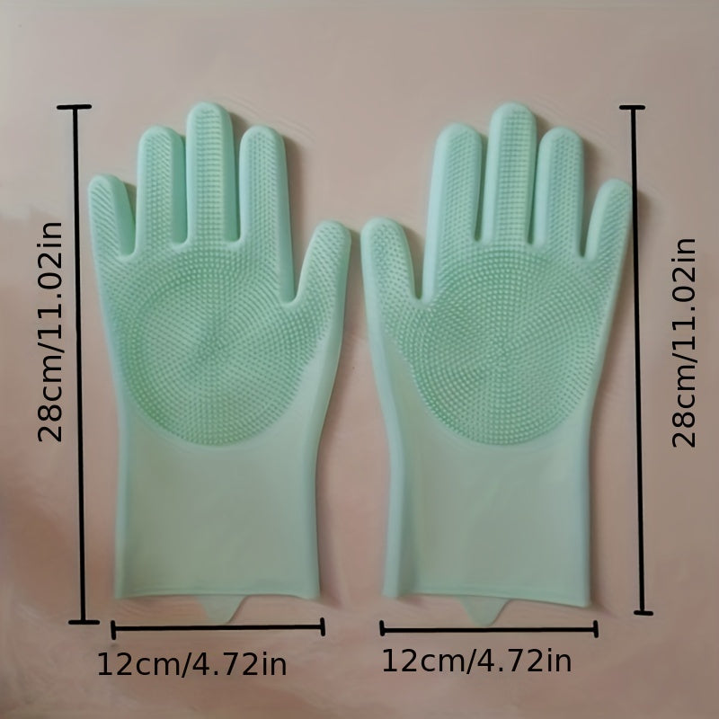 One Pair of Waterproof Silicone Dishwashing Gloves for Kitchen, Bathroom, and Bedroom - Heat Resistant, Non-Slip Grip, Alcohol-Free