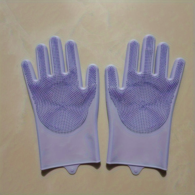 One Pair of Waterproof Silicone Dishwashing Gloves for Kitchen, Bathroom, and Bedroom - Heat Resistant, Non-Slip Grip, Alcohol-Free