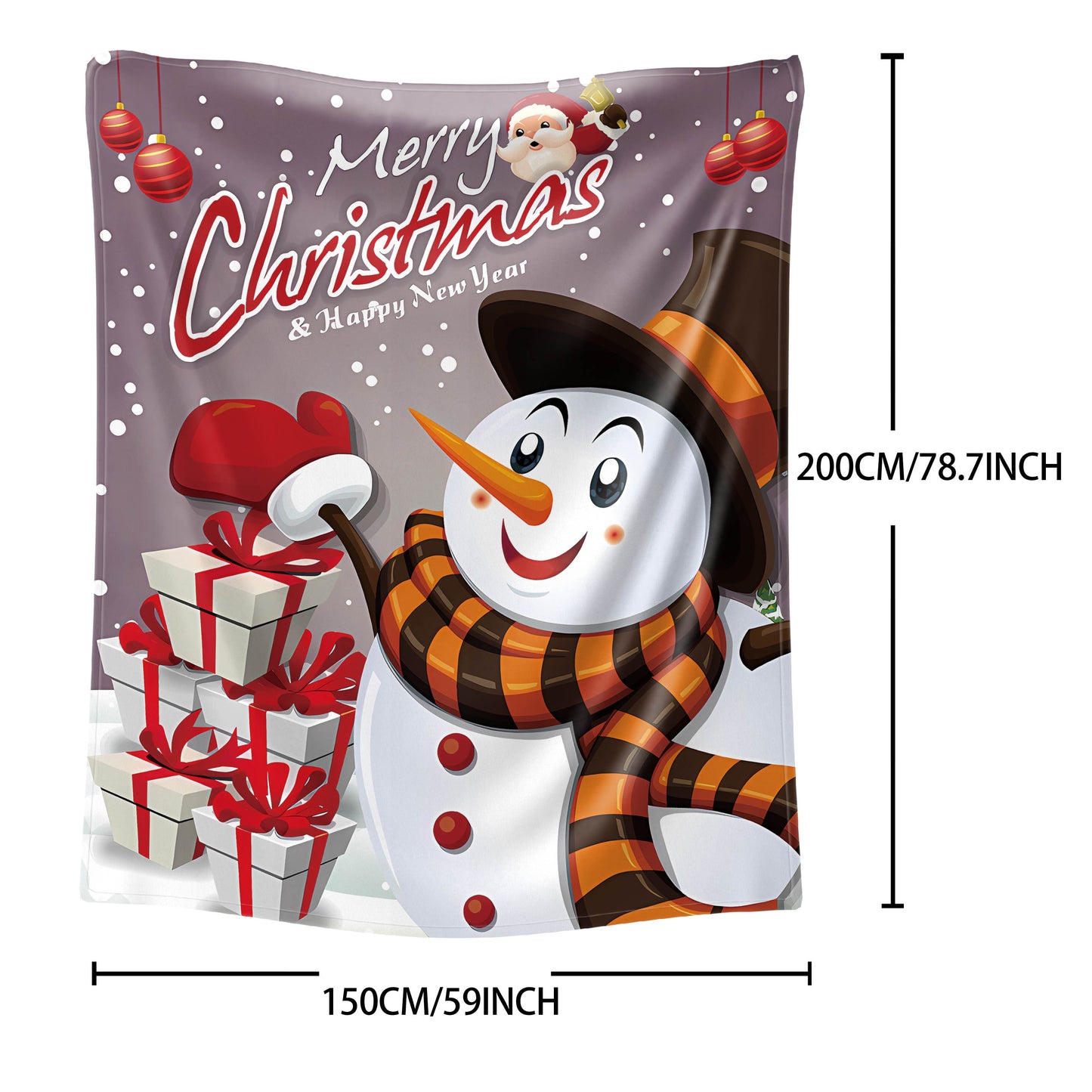 Stay cozy this holiday season with our Christmas Snowman Flannel Throw Blanket. Featuring a cute cartoon snowman and gifts design, this soft knit mid-century style blanket is perfect for all seasons. Made from digital print polyester, it's great for bed